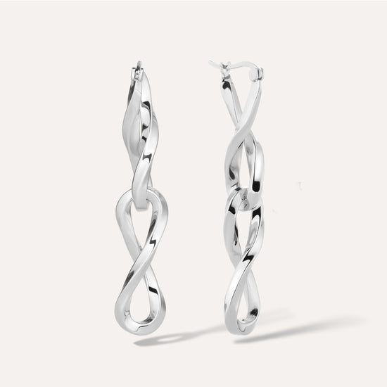 Sterling Silver Double Infinity Link Hoop & Drop Earrings