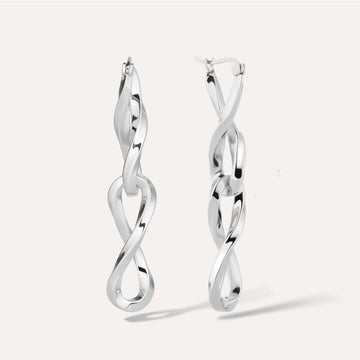 Sterling Silver Double Infinity Link Hoop & Drop Earrings