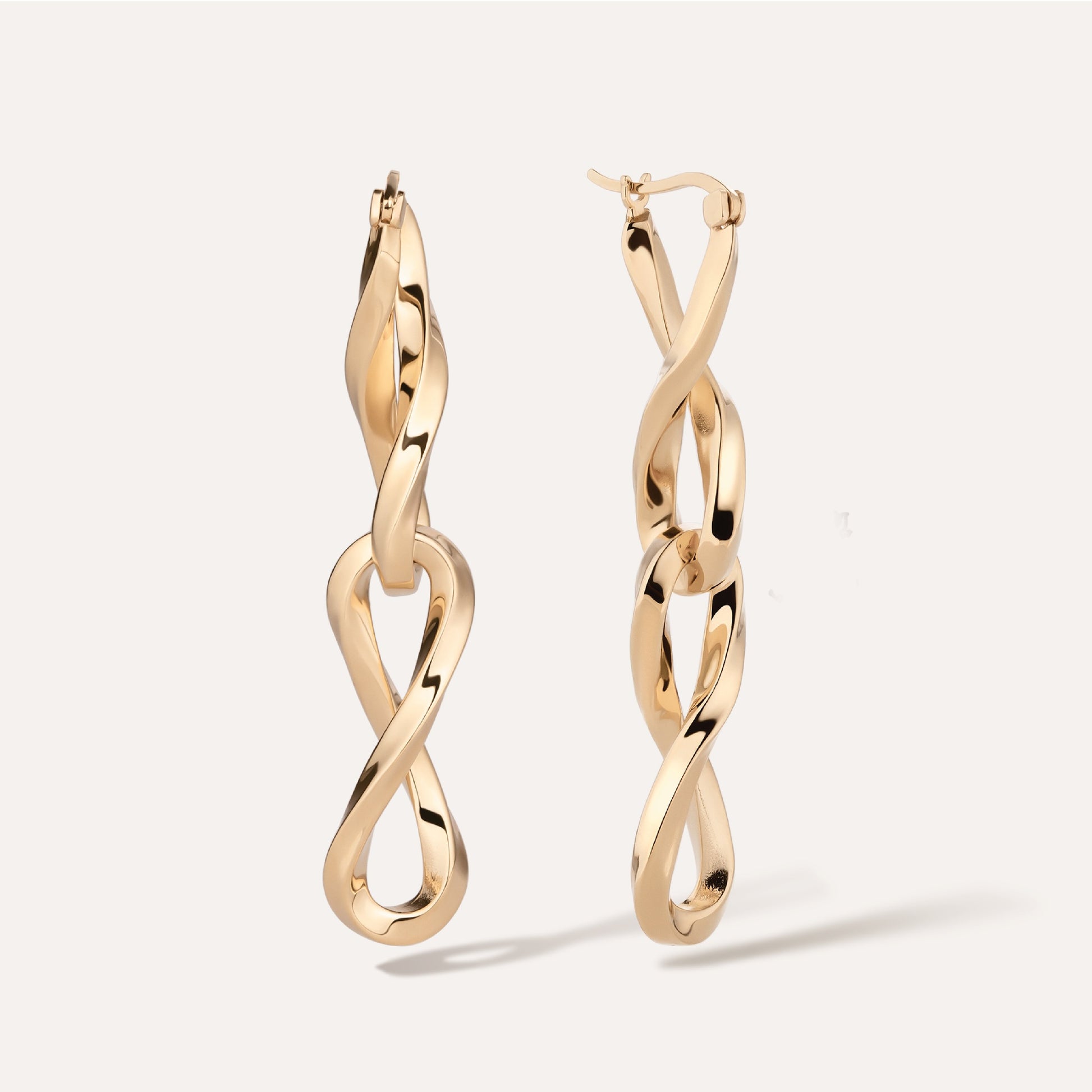 Gold Double Infinity Link Hoop & Drop Earrings