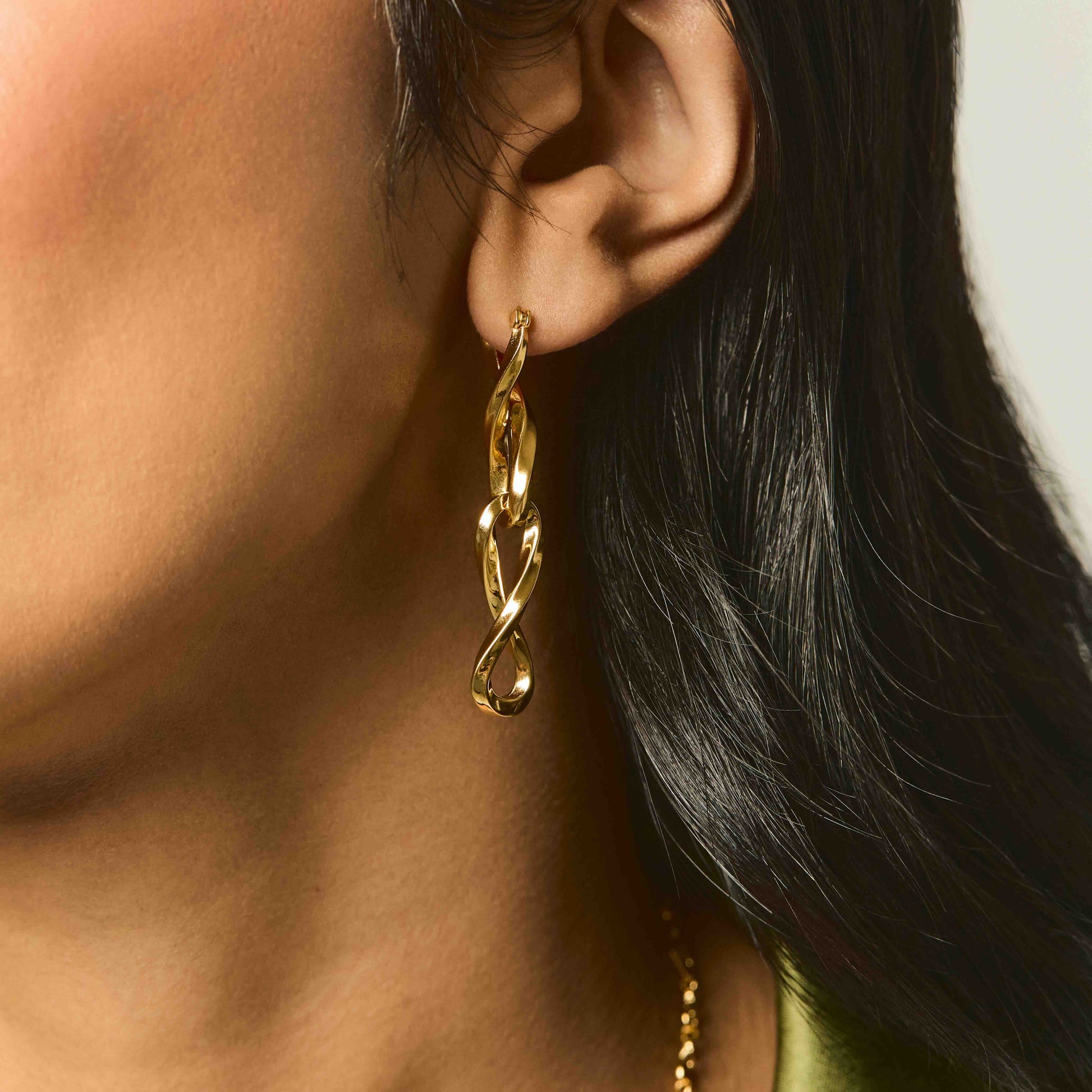 18k Gold Vermeil Infinity link hoop and drop earrings